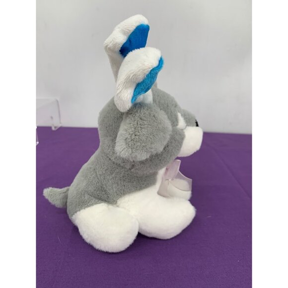 DanDee Small Gray White Terrier Husky Dog Blue White Rabbit Ears Easter Plush St - Picture 7 of 10